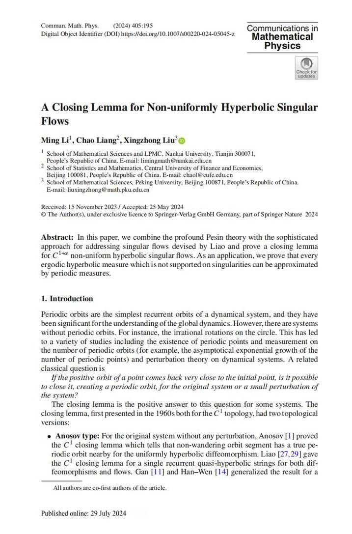 (Y24)A Closing Lemma for Non-uniformly Hyperbolic Singular Flows_00